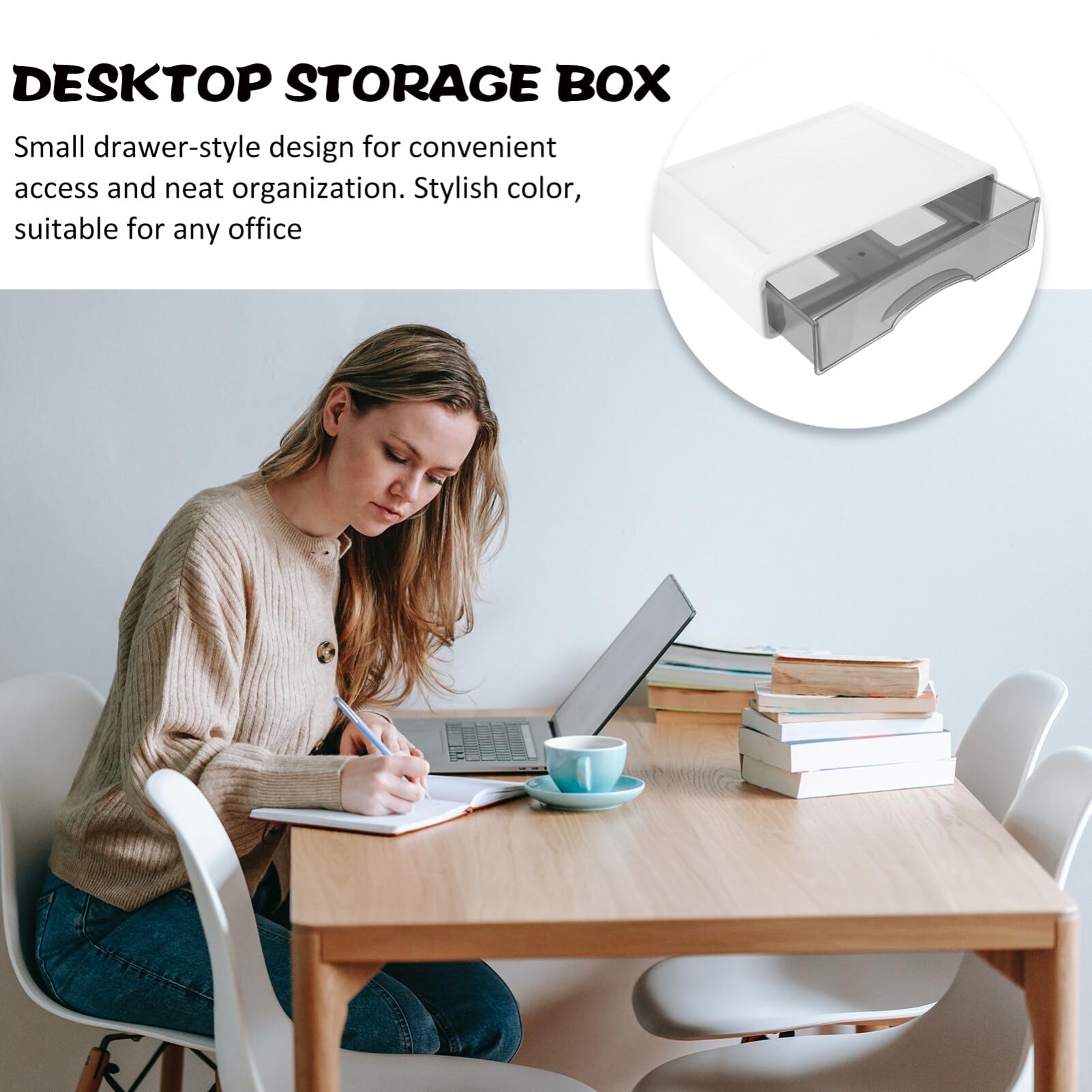 NUOBESTY Organizzatore Da Scrivania Plastica Trasparente Cassetto Per Ufficio Box Per Documenti e Cancelleria Capacità Perla e Trasparente
