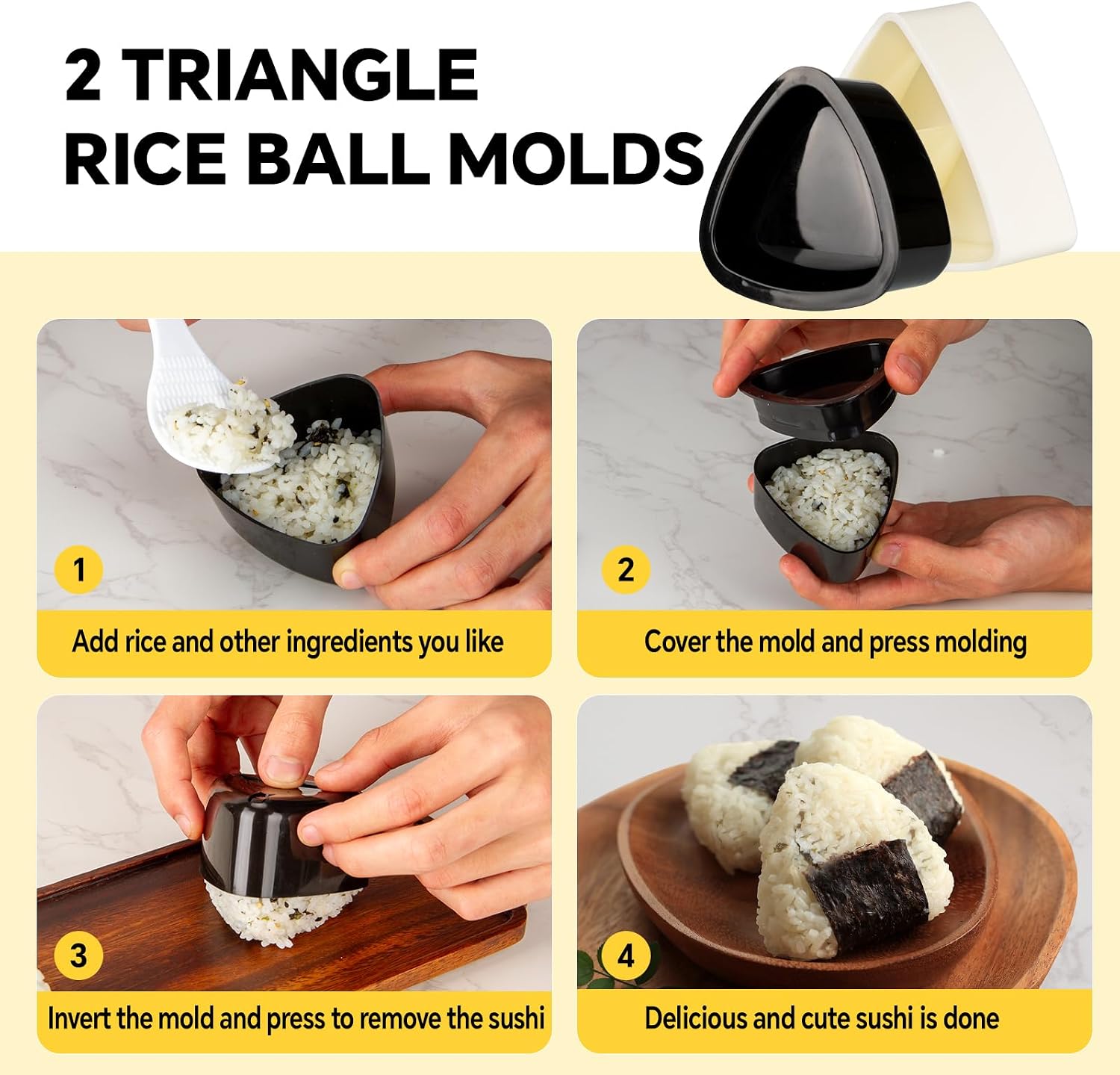 8-in-1 Rice Mold Set with Luncheon Meat Slicer, Musubi Press Mold Kit, Includes 2 Musubi Makers, 2 Onigiri Molds, 2 Rice Paddles, Temaki Roller & Luncheon Meat Slicer – Easy to Clean, Dishwasher Safe