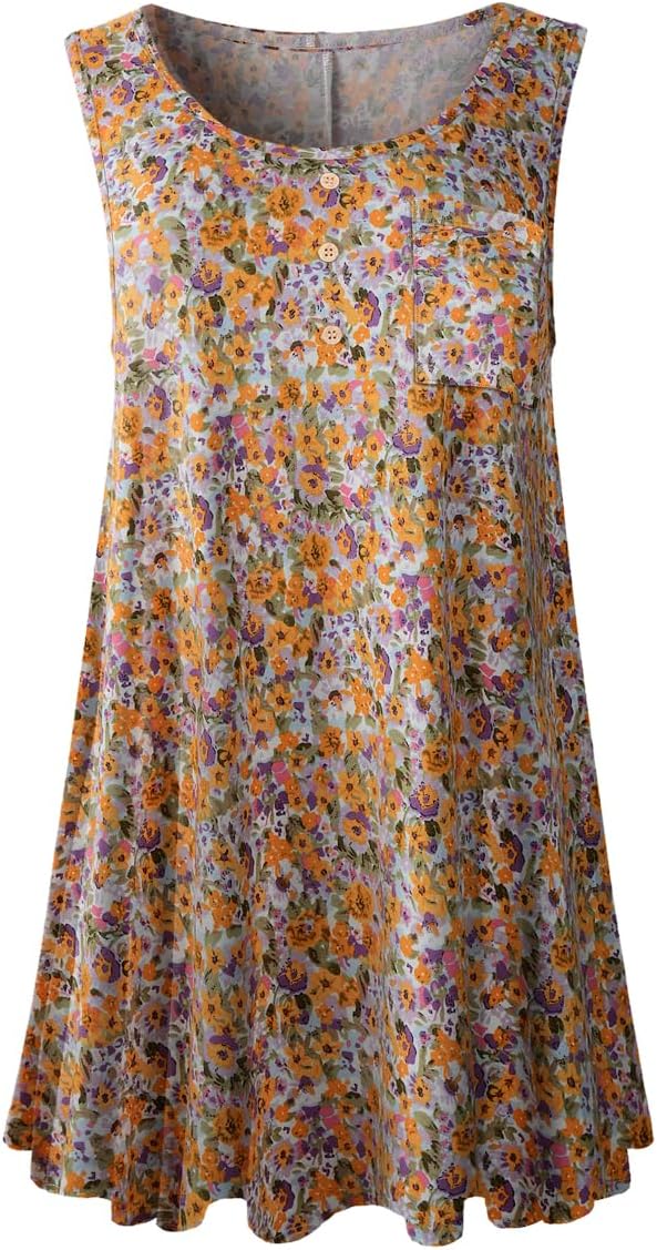 OVERWORETY Women's Plus Size Tank Tops Casual Loose Swing Sleeveless Tunic T-Shirts with Pocket - Image 2