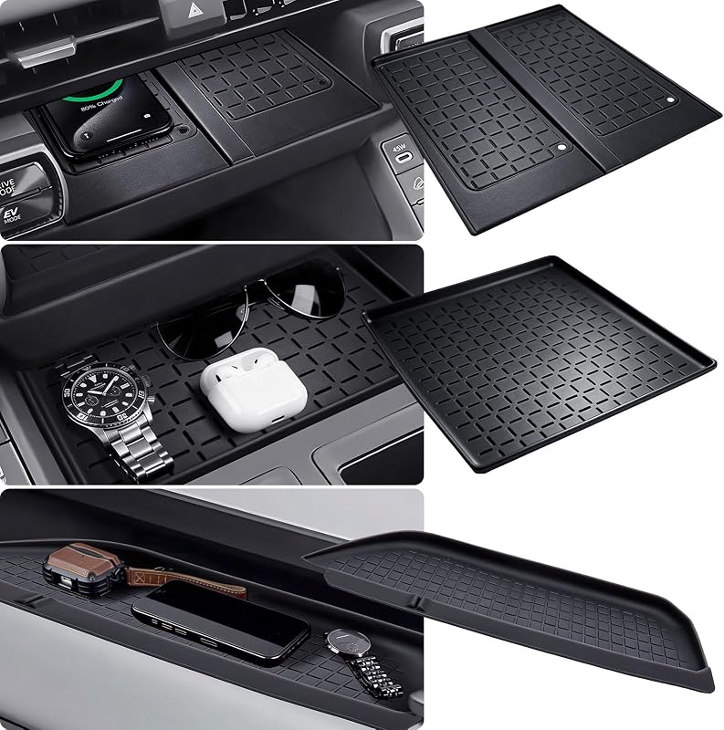 Kit de Tapetes Protetores para Carregador sem Fio, Console Central e Porta-Objetos para Toyota RAV4 2026 Katorn Preto