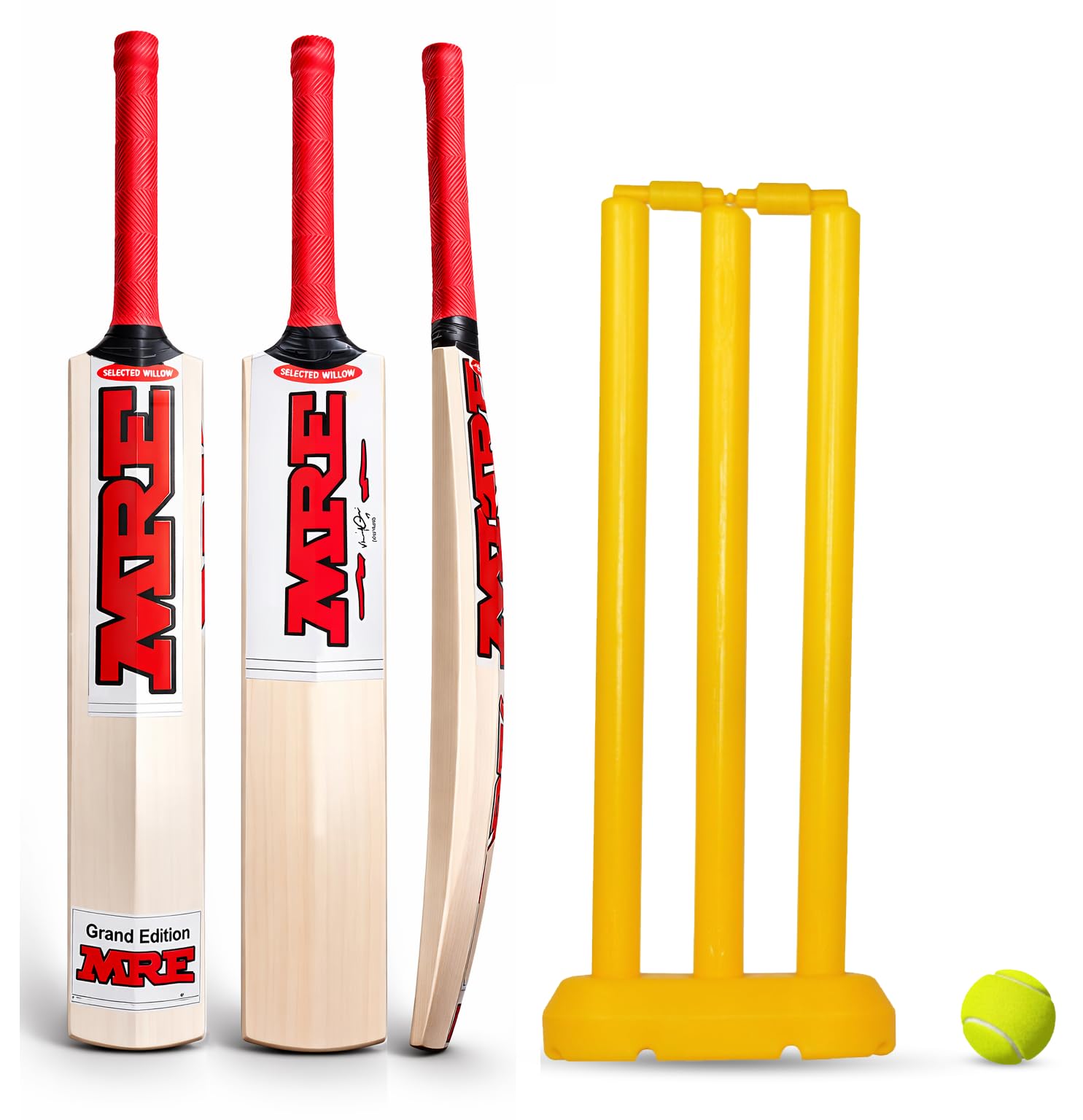 Cricket Kit with Wooden Bat, Pastic Stumps and Tennis Ball for Kids | Cricket Kit for Kids Cricket Bat with Wicket (Size 3 for Age 6-10 Year)-image-34