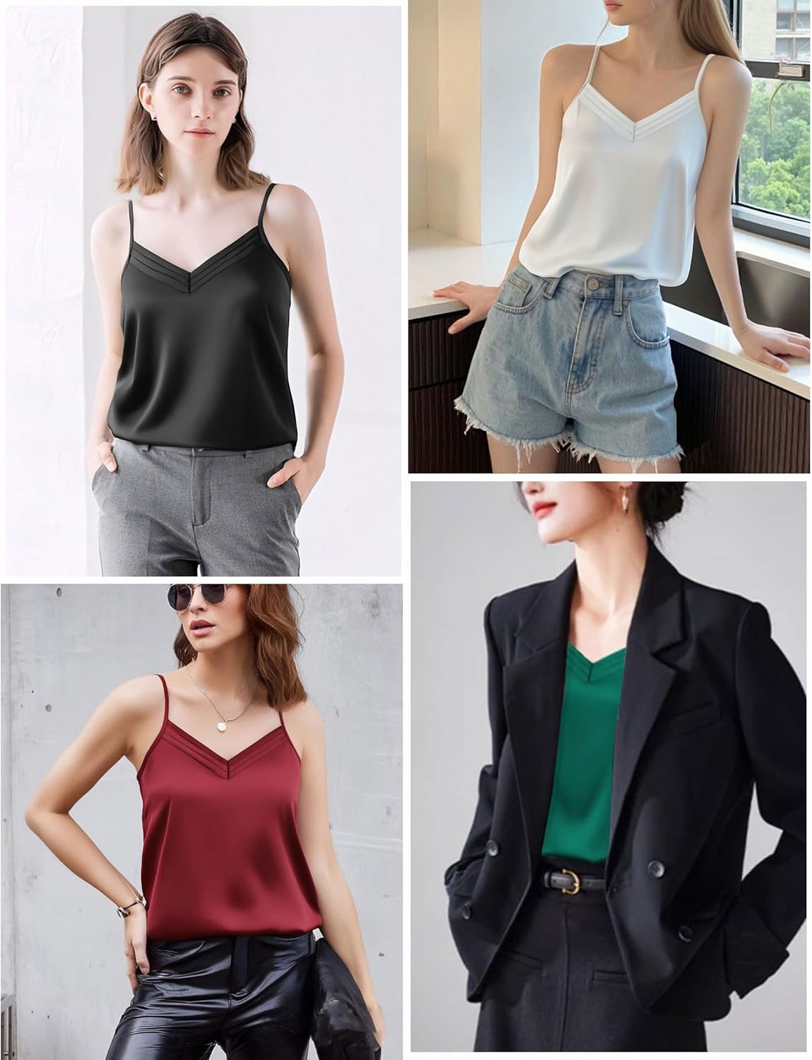 Avidlove Womens Silk Satin Camisole Tank Tops V Neck Adjustable Spaghetti Strap Cami Soft Summer Basic Tank Shirt - Image 4