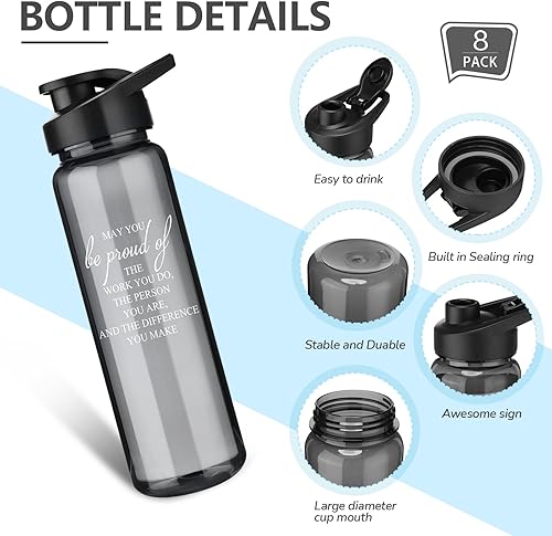 Miniatura 3 de Paquete de 8 botellas de agua de agradecimiento para empleados, compañeros de trabajo, regalos de agradecimiento de equipo de 24 onzas, botellas