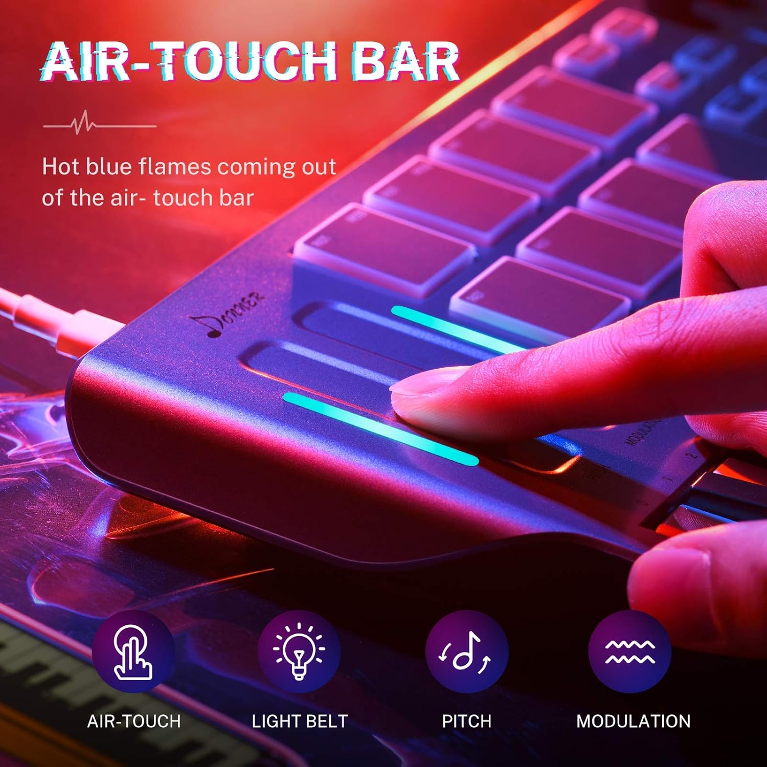 Donner DMK 25 MIDI Keyboard Controller Music Mini Key With 8 Backlit Drum Pads, 4 Knobs 4 control faders MIDI Controller BLACK : Musical Instruments