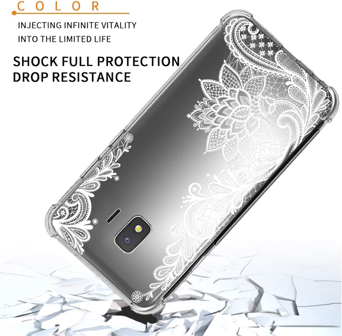 for Samsumg Galaxy J2 Core Case,for Galaxy J2 Pure/J2 Dash/J2 (2019) Core Floral Case, for Girls Women Shock-Absorption Flexible TPU Rubber Soft Silicone for Samsumg Galaxy J2 Core(White Lace)