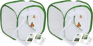RESTCLOUD Insect and Butterfly Habitat Cage Terrarium Pop-up 12 X 12 X 12 Inches with Zipper Protection (Pack of 2)