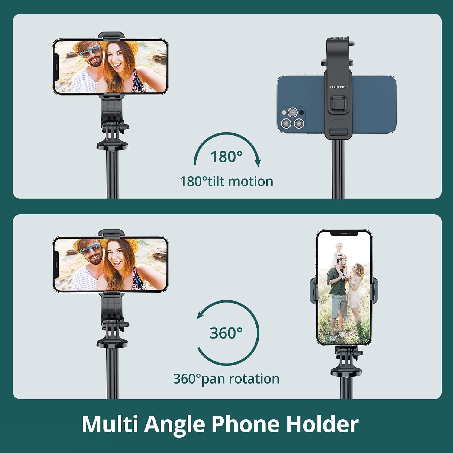 ATUMTEK 61’’ Selfie Stick Tripod, Sturdy Phone Tripod Stand with Wireless Remote for TikTok, Facetime, Zooming, Compatible with iPhone 14 Pro Max/13/12, Samsung Galaxy S23/S22/Note 20, Google, LG etc