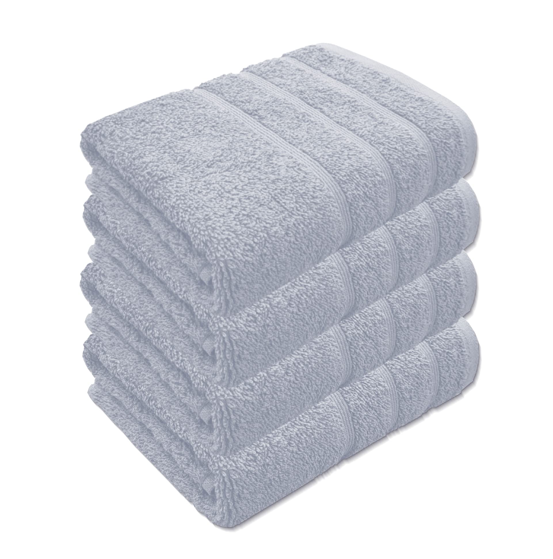 A & B TRADERS Premium Cotton Hand Towels 100% Soft Ring Spun Cotton 50 x 85 cm Hotel Quality Thick Absorbent (Silver, 4)