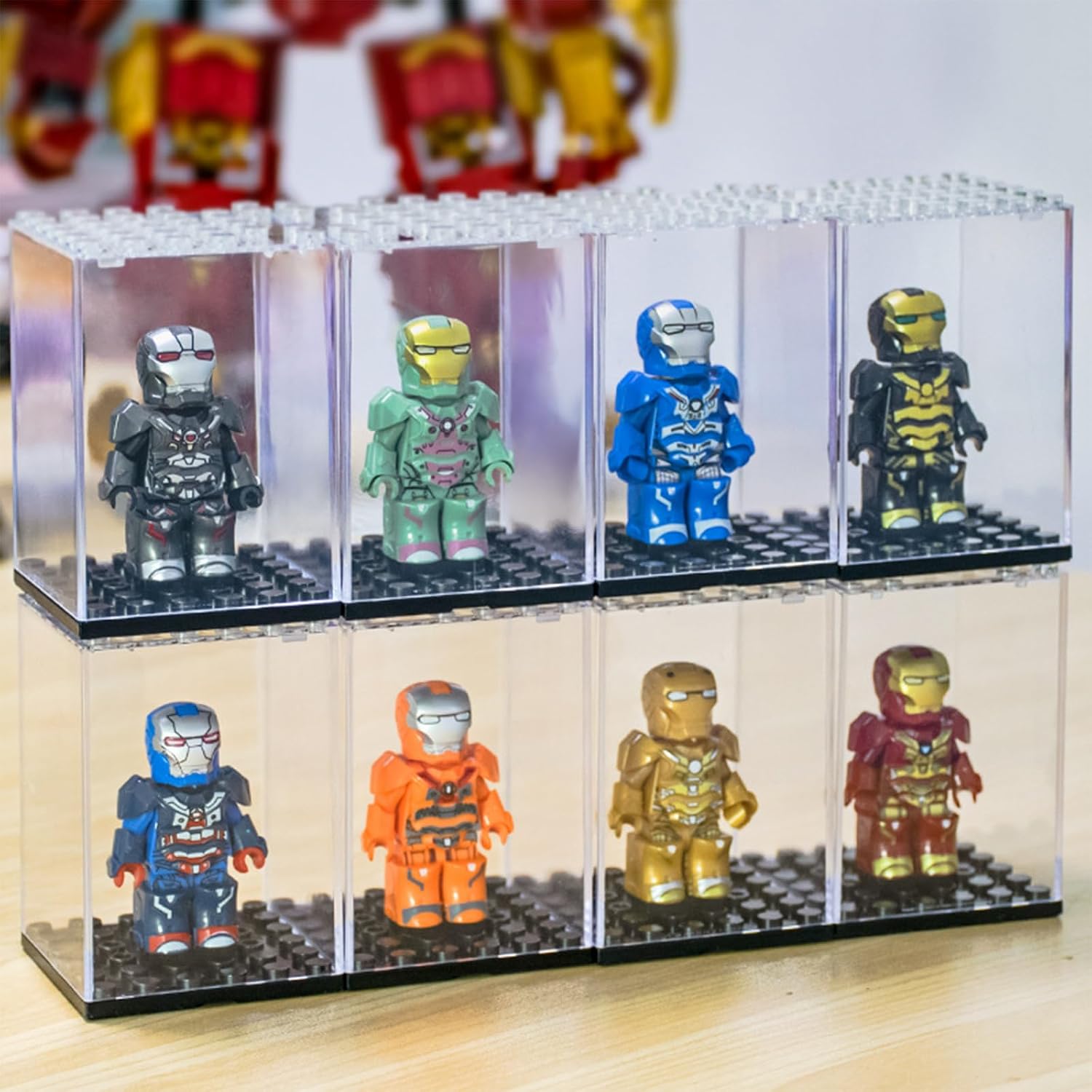 20PCS Minifigure Display Case for Lego Minifigure Clear Acrylic Building Block Display Box Storage for Action Figures Blocks Stackable Storage Case Gift for Lego Lovers (Black, 20 Pcs)