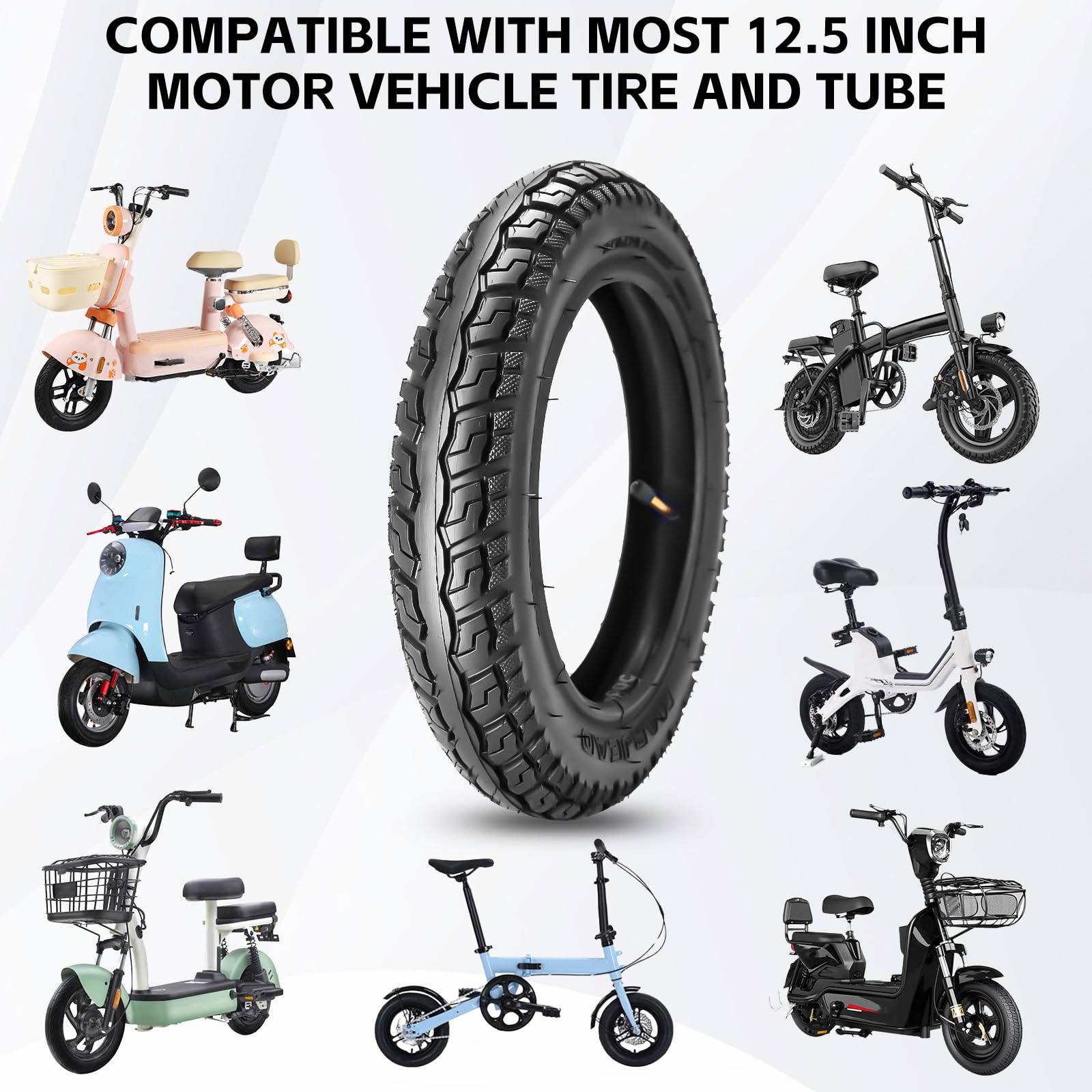 Juego de neumáticos y tubos de 12.5 x 2.25 pulgadas (12-1/2 x 2-1/4) 57-203 – Compatible con Razor Pocket Mod, Currie, Schwinn, GT, IZIP, eZip Scooters eléctricos – Vástago de válvula en 6
