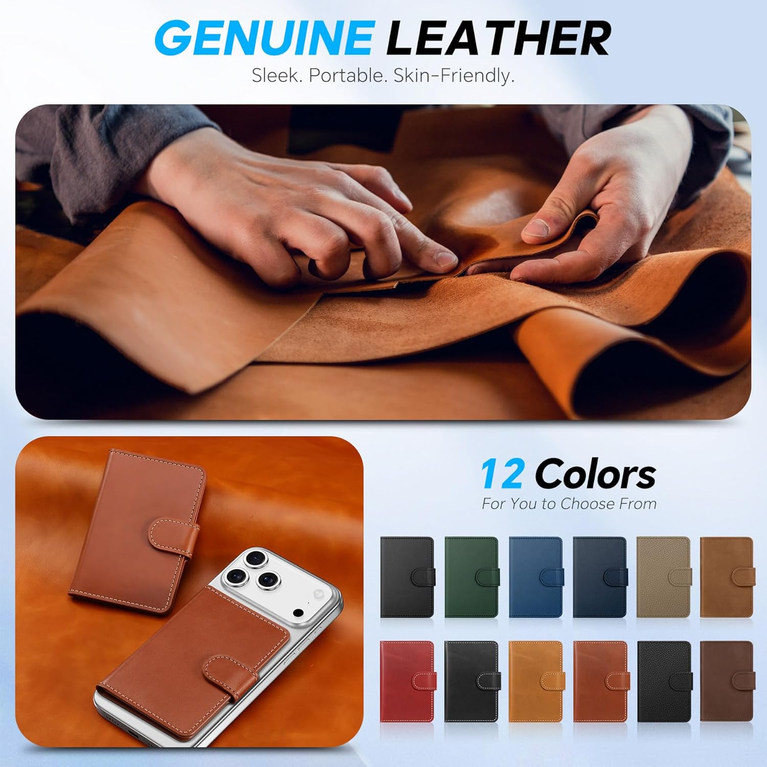 SHIELDON for MagSafe Wallet Genuine Leather Strong Magnetic Card Holder, Slim RFID Blocking 6 Card Slots Compatible with iPhone 17/16/15/14/13/12 Series & Magnetic Case Men Women - Retro Brown - Image 2