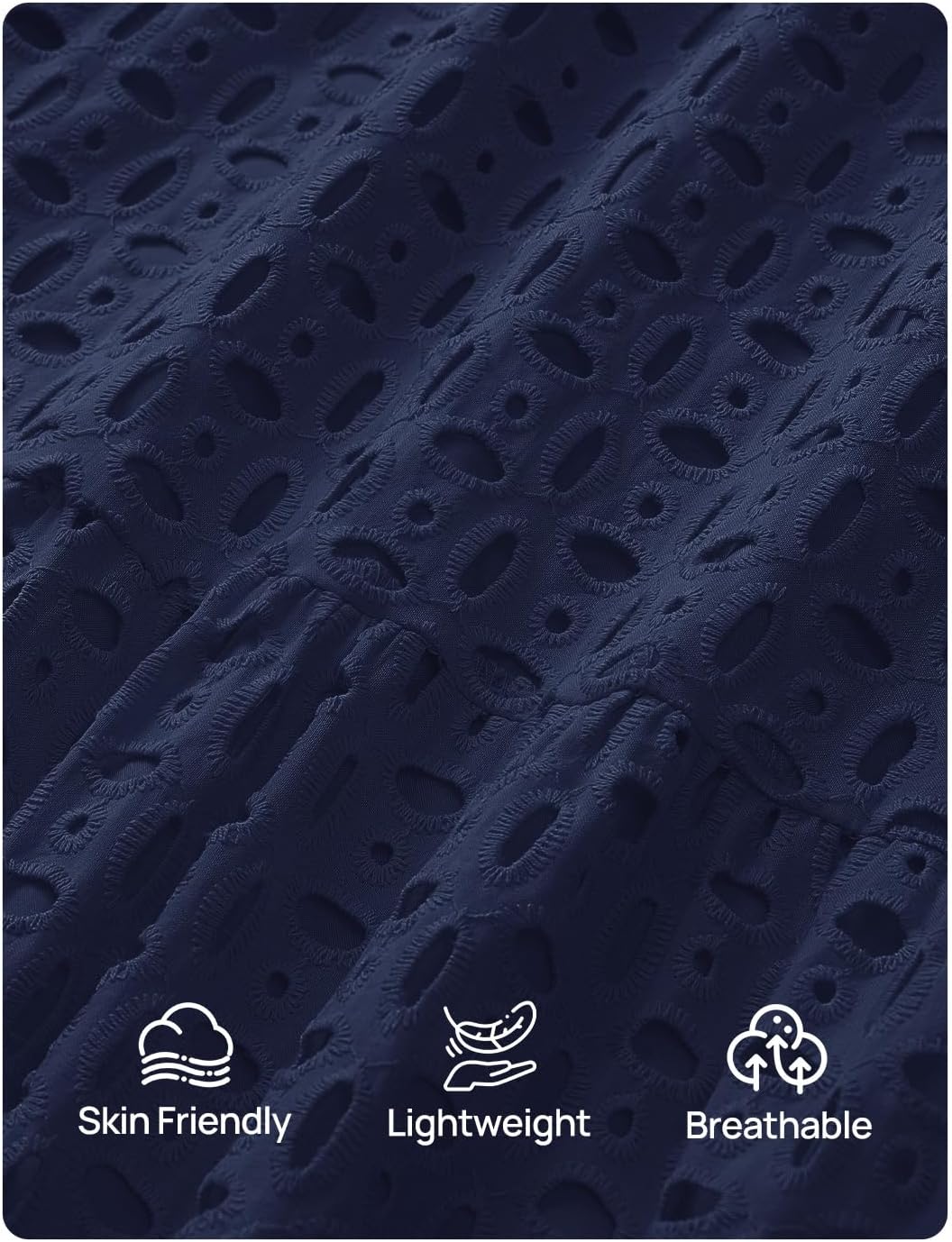 ZESICA Women's 2026 Spring Long Sleeve Maxi Dress V Neck Hollow Out Eyelet A Line Long Flowy Casual Party Dresses - Image 7