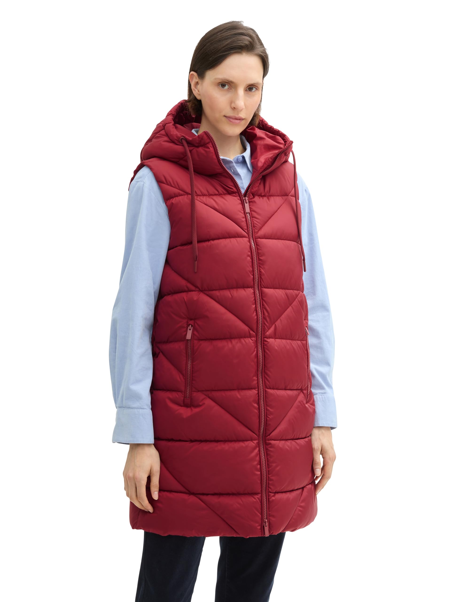 Chaleco acolchado de estilo largo para mujer Tom Tailor abrigo sin mangas casual 6
