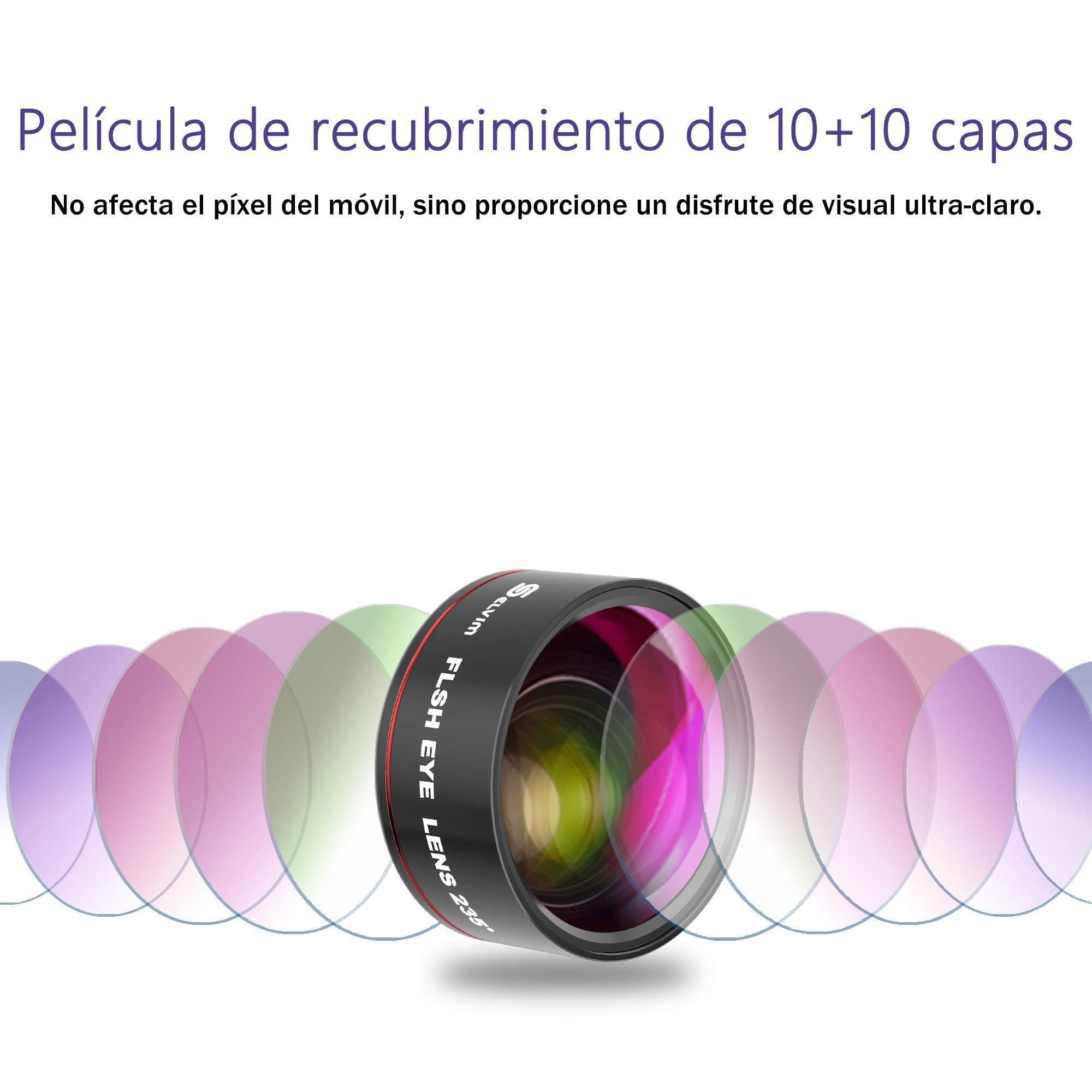 Selvim Lentes BLU-Ray para Teléfono Móvil, 9 en 1 Kit con 22X Teleobjetivo, 235° Fisheye, 0.62X Gran Angular, 25X Macro, Universal iOS Android