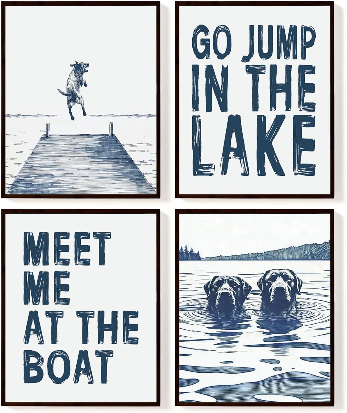 SkyCozy Lake House Wall Art Decor, Funny Lake Dog Poster & Prints