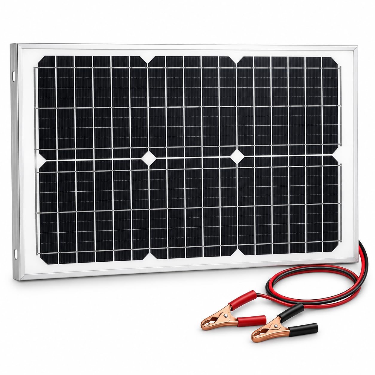 Panel solar monocristalino de 20 W con abrazaderas
