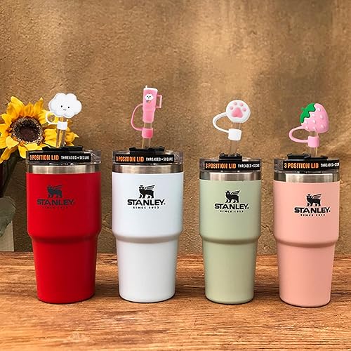 Miniatura 5 de 8 fundas para popotes compatibles con vasos Stanley de 30 y 40 onzas, reutilizables, bonitas puntas de silicona para popotes, protectores para copas
