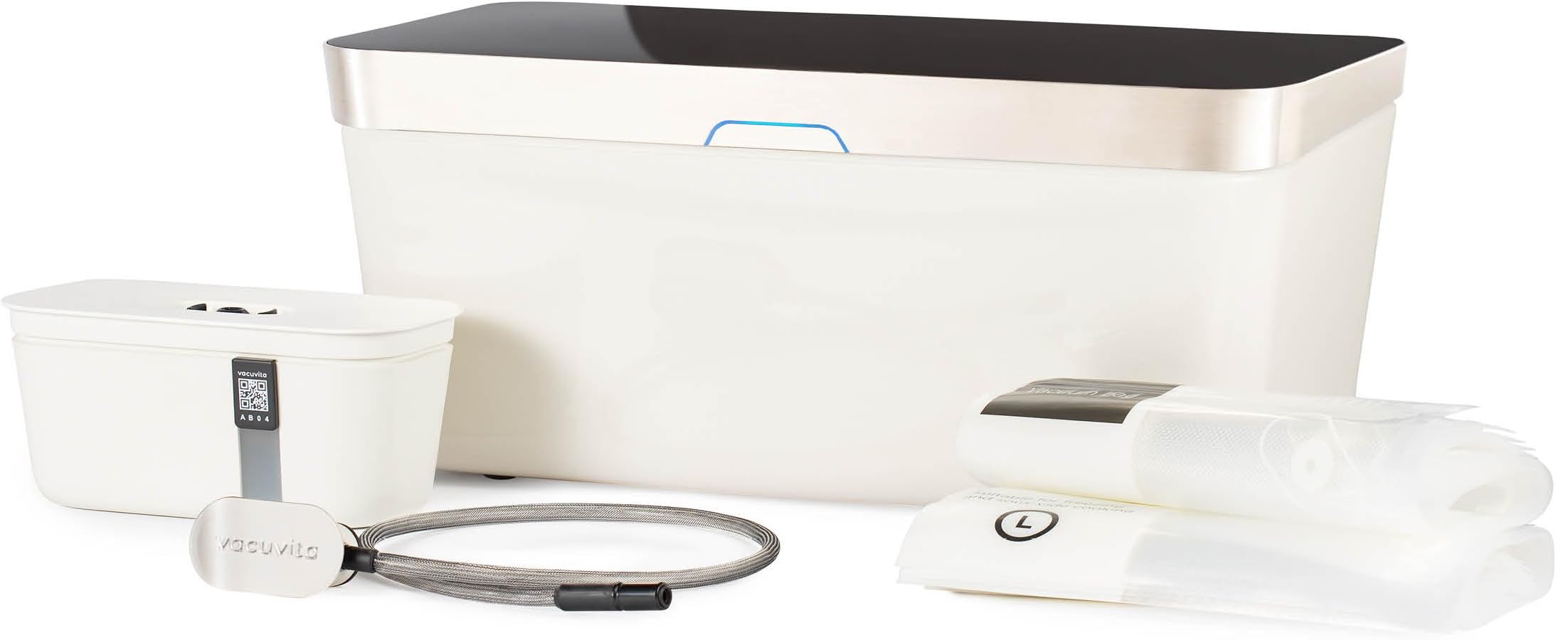 Vacuvita® One Touch Vacuum Storage System, Resealable and Reusable Vacuum Sealer - White