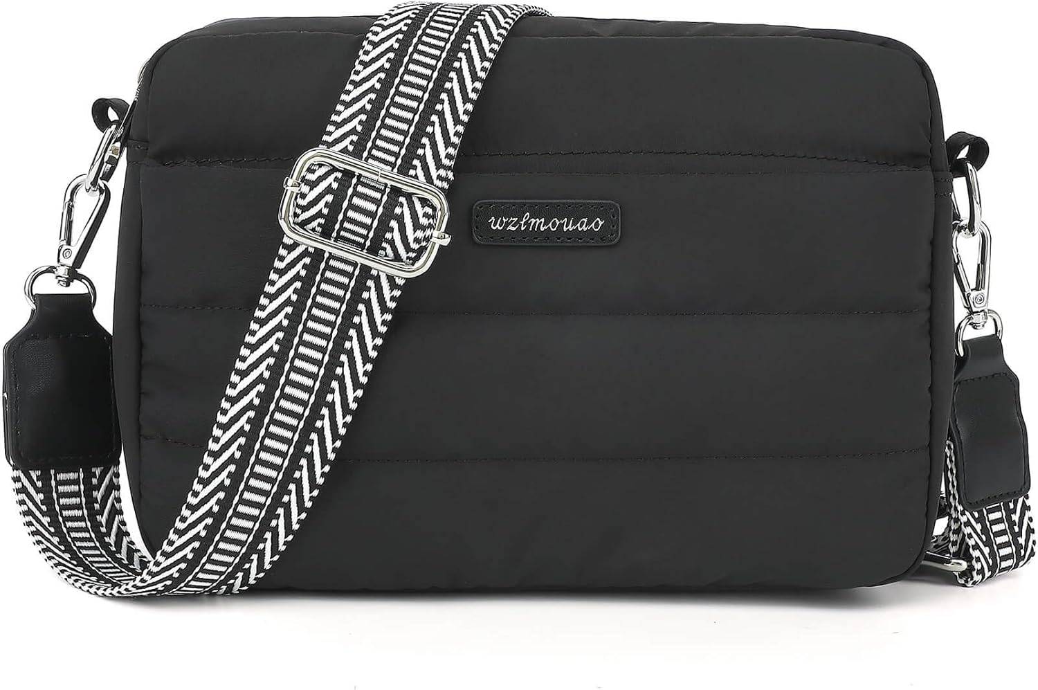 Puffer Crossbody Bags for Women, Lightweight Quilted Puffer Shoulder Bag, Cross Body Purse with Guitar Wide Strap Fit