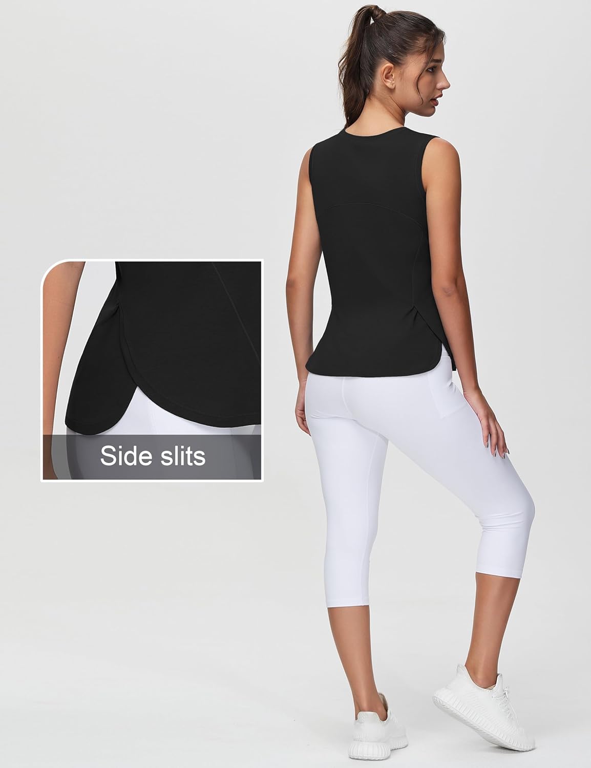 THE GYM PEOPLE Women's Workout Tank Tops Loose Fit Sleeveless Breathable Yoga Shirts with Side Slits - Image 5