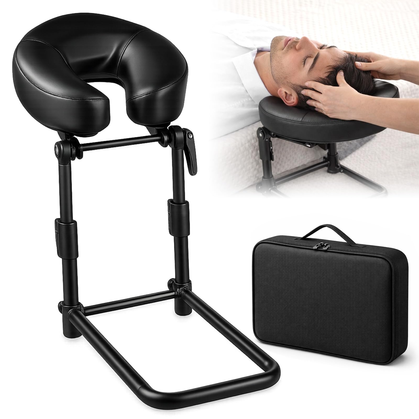 Massage Kopfstütze für Bett Höhe 14–45 cm, Ergonomische Massage-Kopfstütze & Massage-Kissen mit Gesichtsschlitz, kompatibel mit Massageliege, Massagetisch, Kosmetikliege, Kopf Massage Zubehör