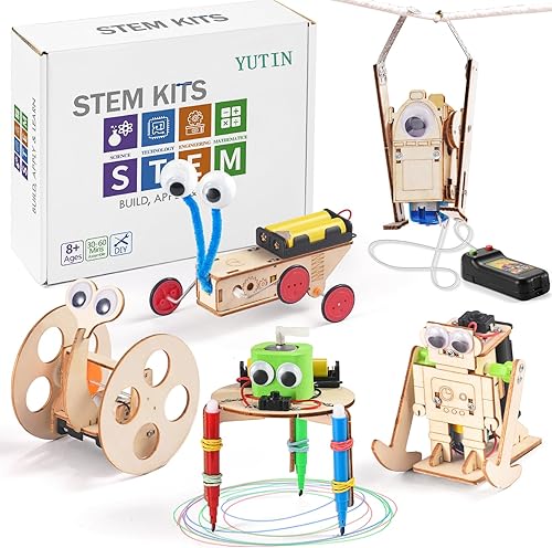 Kit de robot STEM 5 en 1 para niños de 8 a 10 años, kits de manualidades de construcción de madera para niños de 6 a 8 a 12 años, rompecabezas de