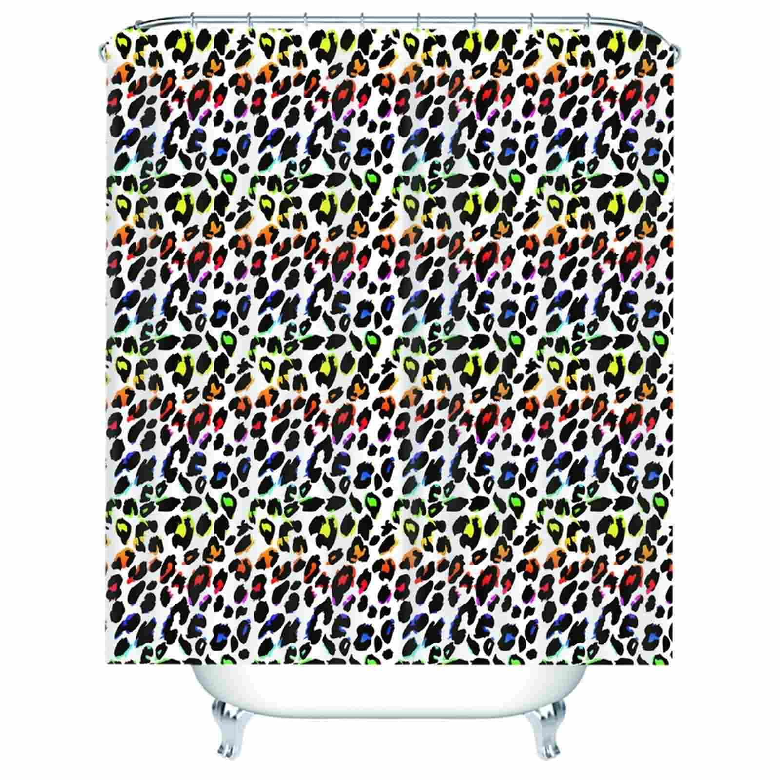 Rideau de douche en polyester écologique haut de gamme 220x180cm motif léopard avec oeillets