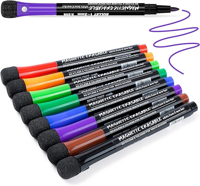 Fine Tip Dry Erase Markers 8 Pack, Dry Erase