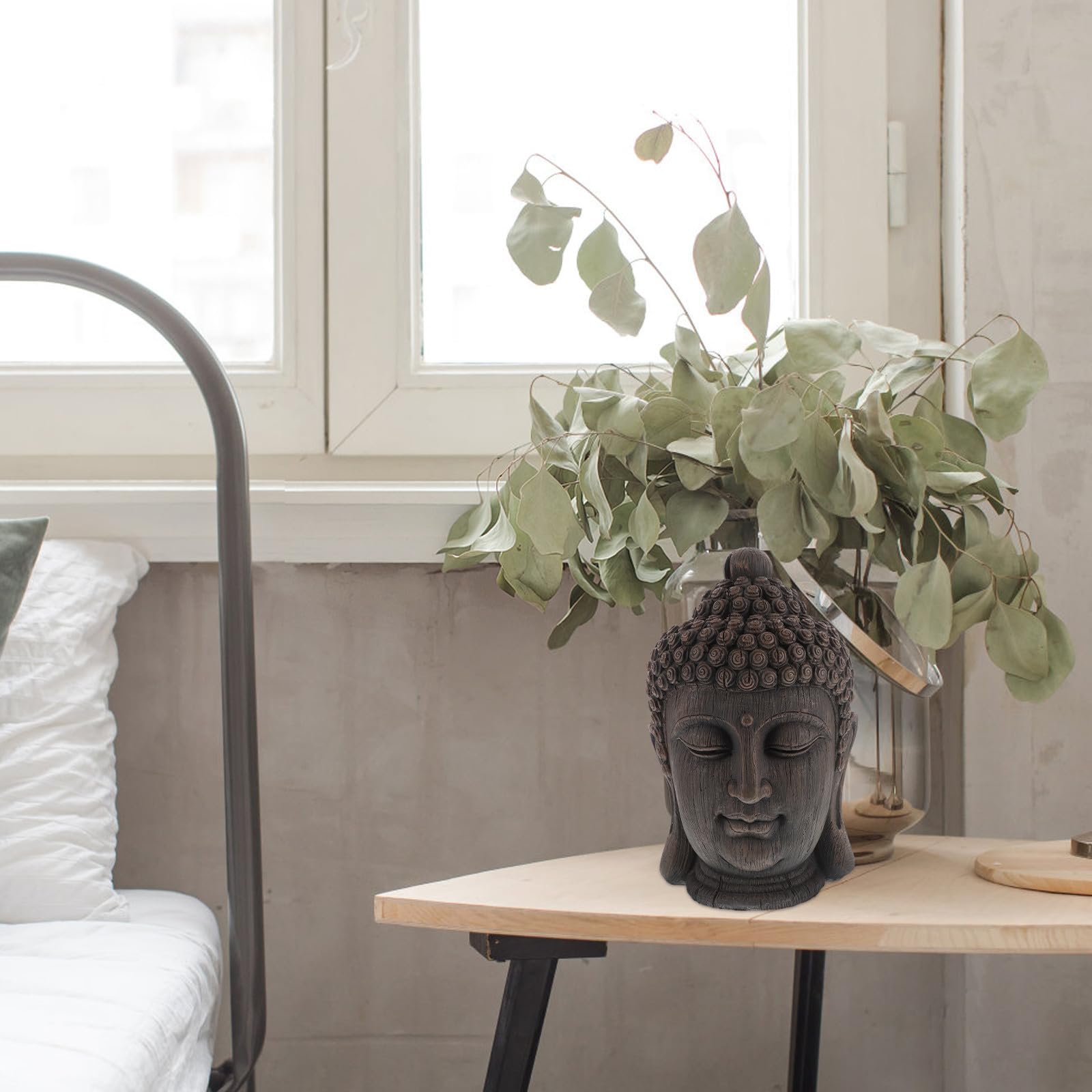 PRETYZOOM Estatua de Buda Meditando de Resina Estilo Tailandés para Jardín Interior Asiático y Oficina