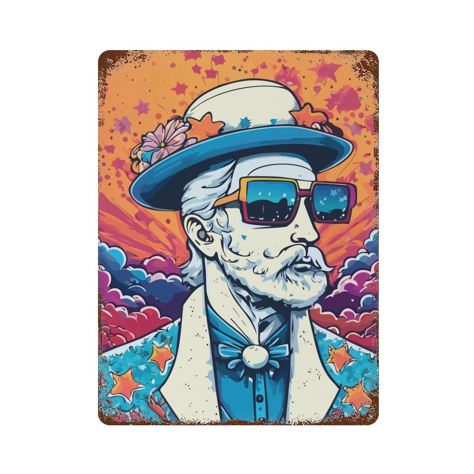 Stylish Man Rustic Tin Plaque 15.7"x11.8", Ideal for Shed, Workshop And Garage Wall Decor