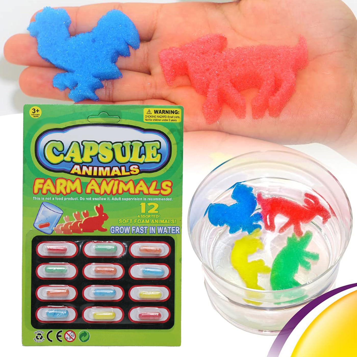 Water Growing Animal Toy Foam Magic Capsules Water Jelly Beads for Centre Table Décor Random Colours Pack of 1-image-10