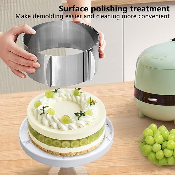 Cake Ring Adjustable 20 to 40 cm, cheesecake mould, frost form cake kit, cake moulds for baking, Metal Cooking Rings, cake rings, cake molds for baking (20)