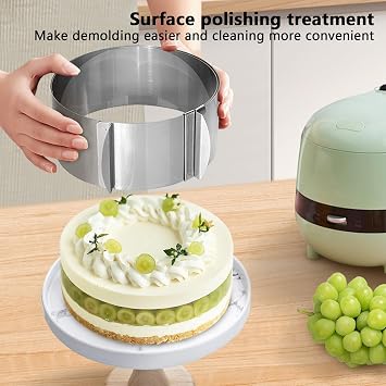 Cake Ring Adjustable 20 to 40 cm, cheesecake mould, frost form cake kit, cake moulds for baking, Metal Cooking Rings, cake rings, cake molds for baking (20)