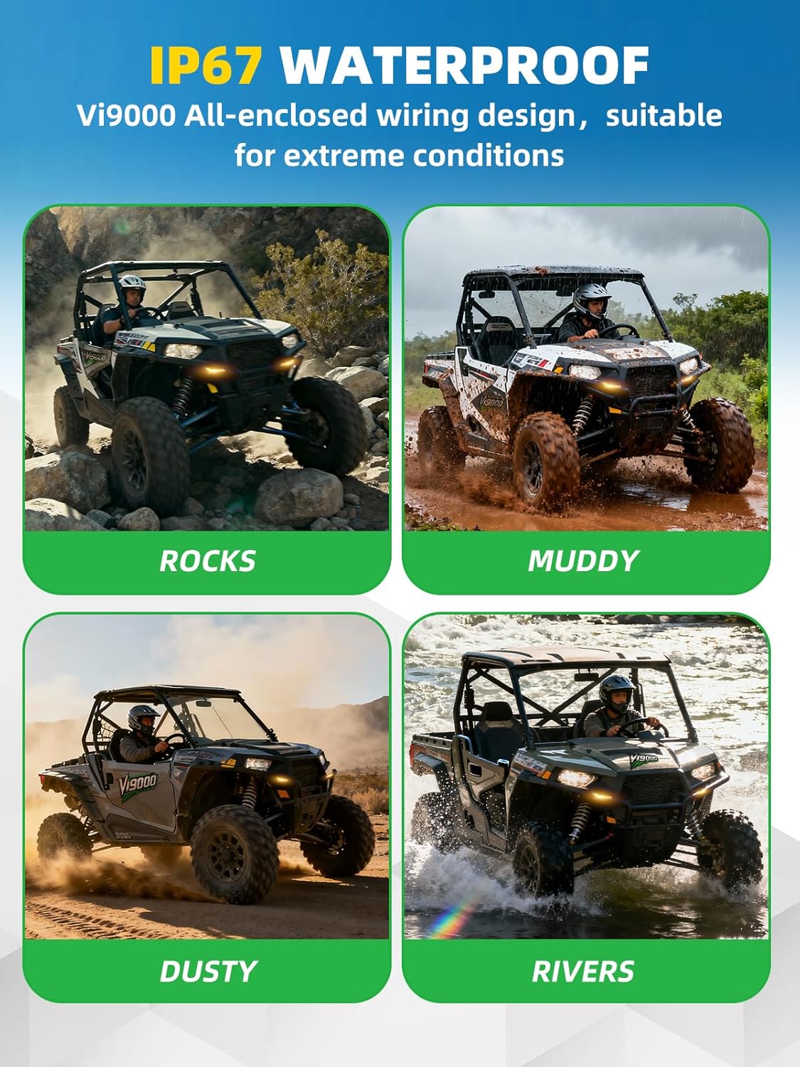 UTV Turn Signal Kit with 110D Horn, Pre-Wired, Plug & Play UTV Universal Street Legal Blinker kit with Integrated Rocker Switch, Compatible with Polaris, Can-Am, CFMOTO for Side By Side