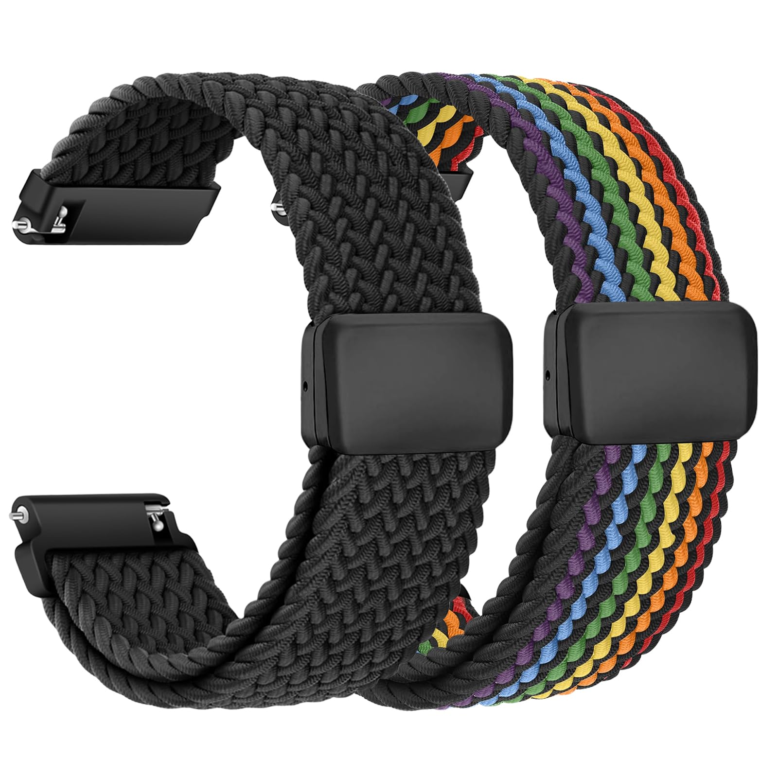 chinbersky Nylon Geflochtenes Uhrenarmband 20mm Uhrenarmband 22mm mit Magnetischem Verschluss, für Herren Damen Elastisches Ersatzarmband