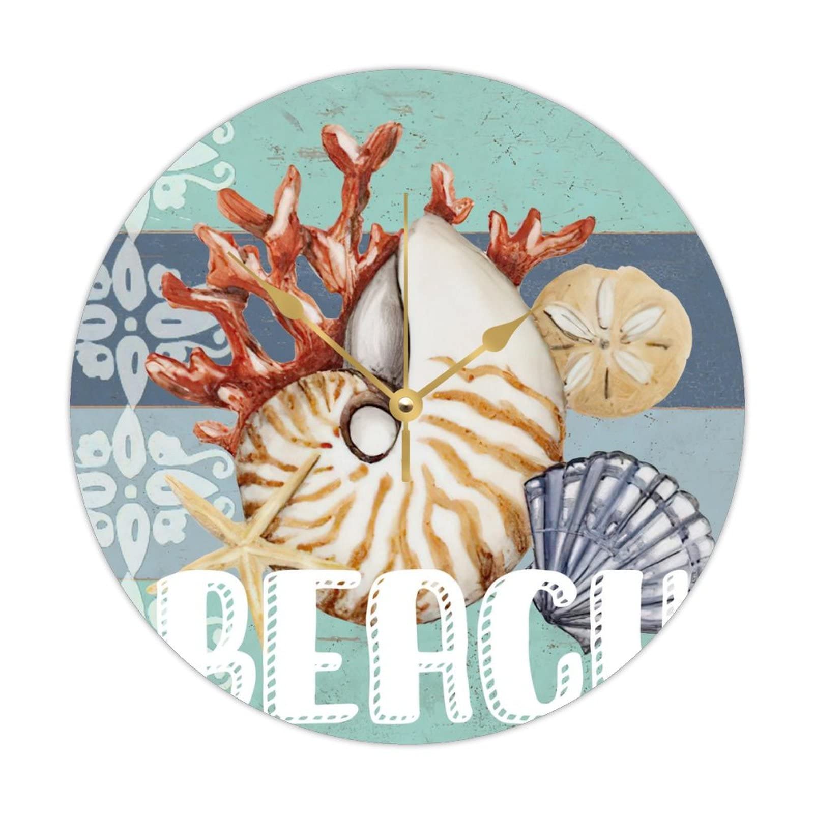 Horloge ronde en bois bord de mer pour chambre apaisante