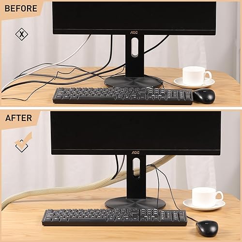 Miniatura 6 de AGPTEK Funda para cables, paquete de 2 unidades de 5 a 1.2 pulgadas, organizador de cables de escritorio, ocultador de cables, para oficina en casa,