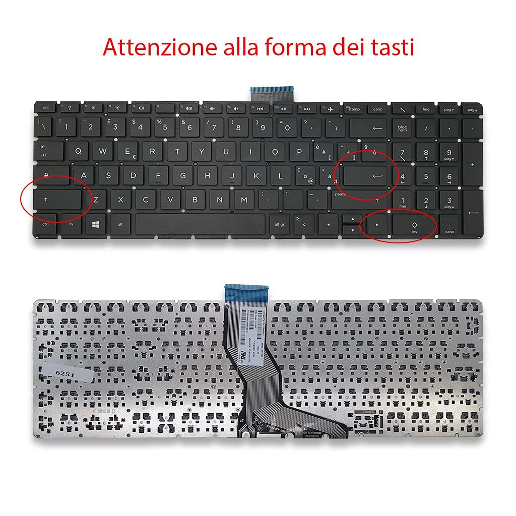 Tastiera di ricambio Italiana Compatibile con HP per Notebook Pavilion 250 G6, HP 255 G6, 15-BS 15-BW 15Q-BD 17G-BR 15-CB 15-CC 17-BS senza frame colore nero