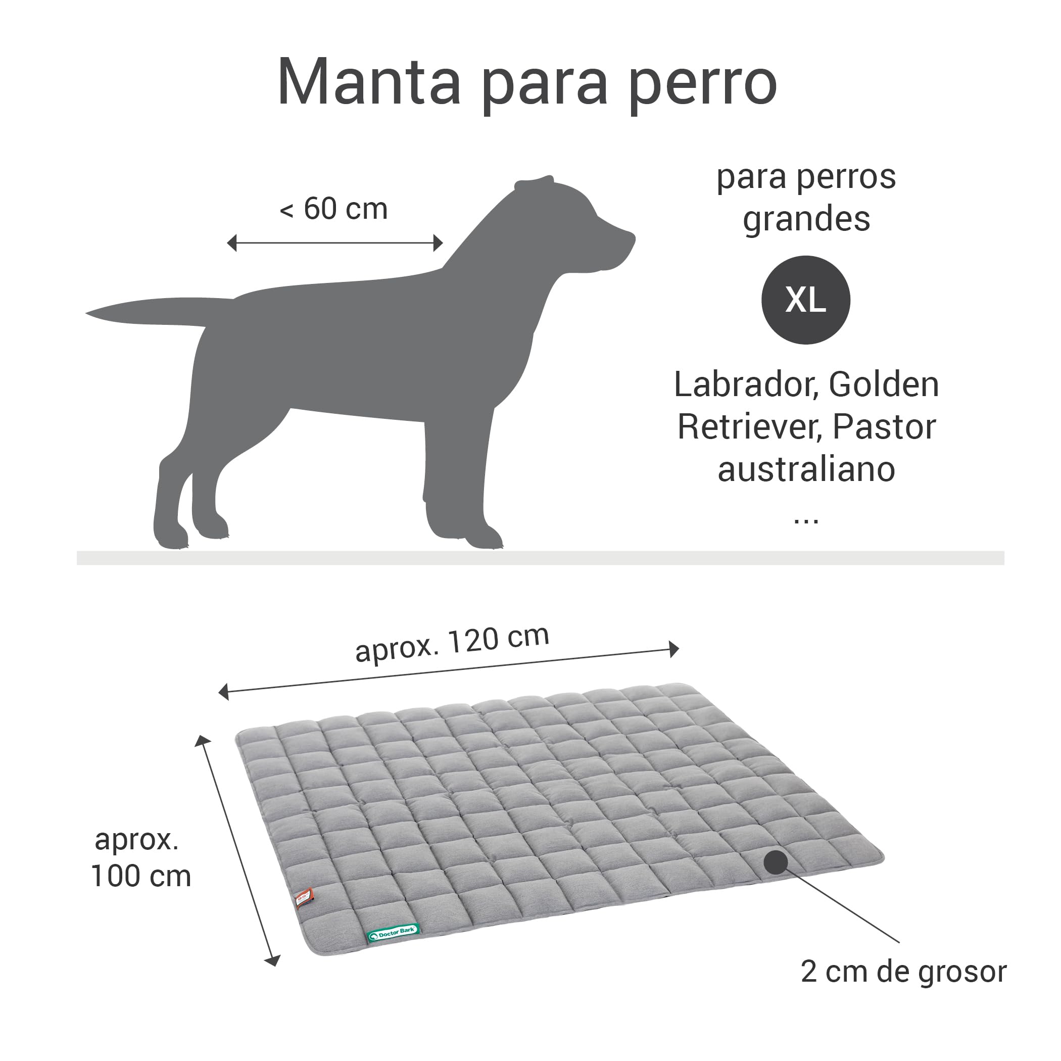 Doctor Bark Manta de Perros, Robusto, Lavable a 95 ° C - Disponible en Diferentes tamaños y Colores