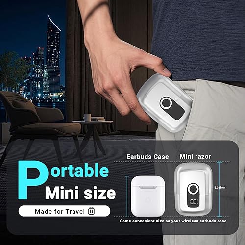 Miniatura 7 de Afeitadoras eléctricas de papel de aluminio para hombres Mini maquinilla de afeitar eléctrica, afeitadora de papel de aluminio para cara, IPX7