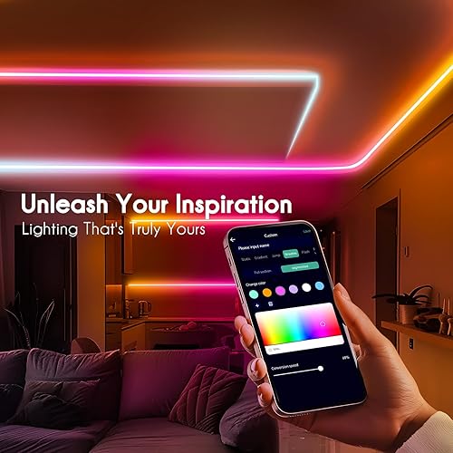 Miniatura 8 de Shine Decor Tira de luz LED IP68 de 16.4 pies, tira de luces LED RGB+IC de 24 V CC, luces de cuerda para exteriores con control remoto por