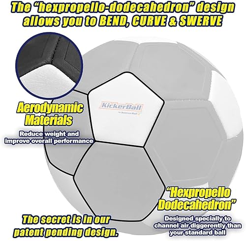 Miniatura 5 de Otto Simon Kickerball original que brilla en la oscuridad, costuras reforzadas, fútbol para curvas extremas, pelota de truco con giro, talla 4, negro