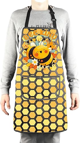 Miniatura 4 de MBMSO Delantal de abeja con bolsillos, delantal de abeja, regalos para amantes de las abejas de la miel, delantal de cocina, delantal de cocina de