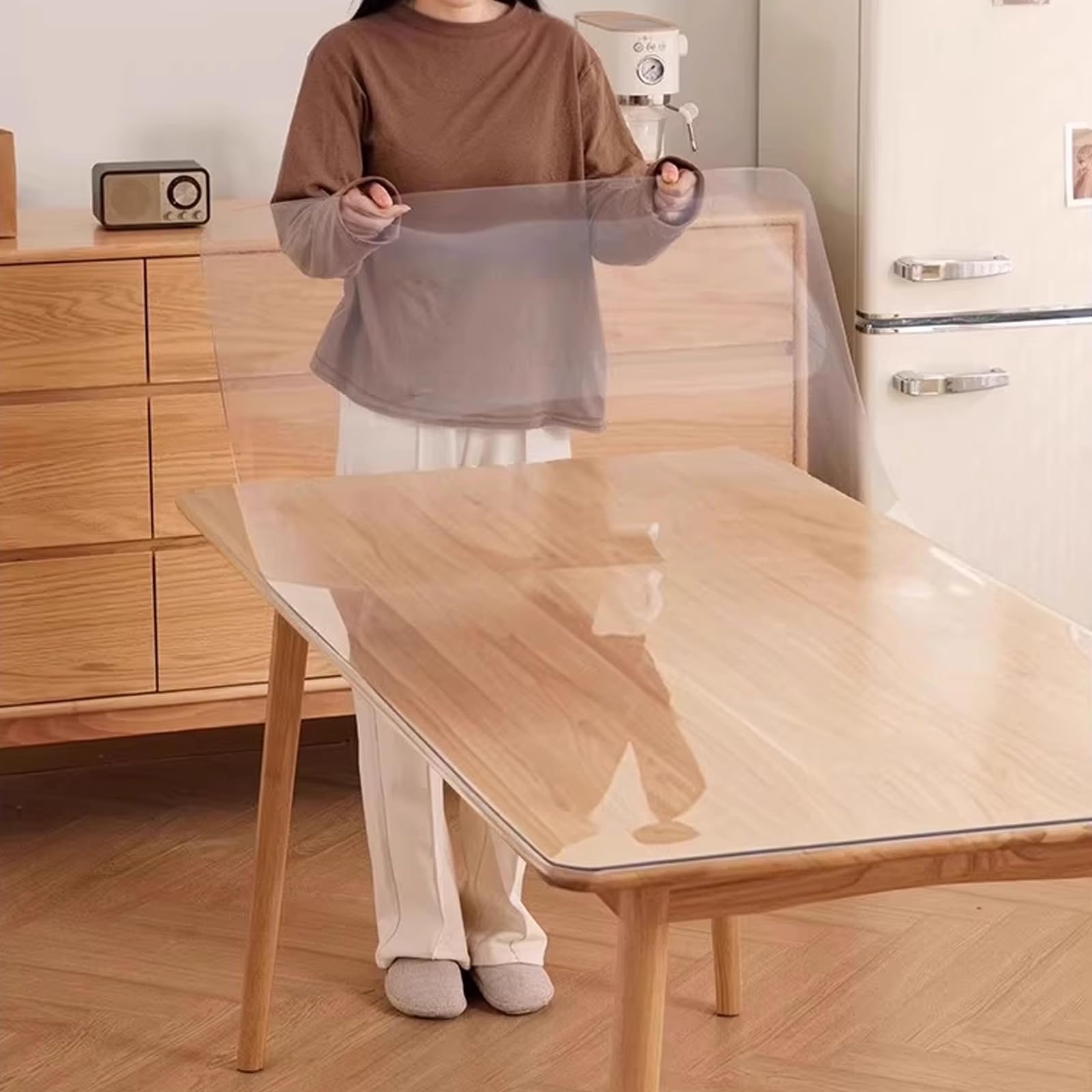 Nappe en PVC transparent anti-brûlure protège table carré 40x40 cm bord doux