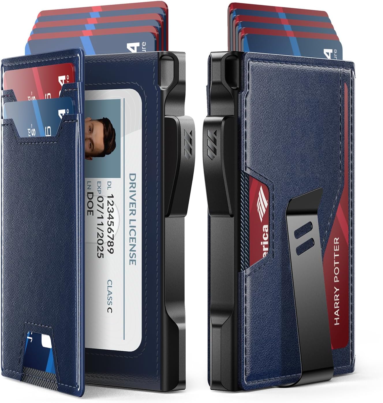 typecaseWallet for Men: Rfid-blocking with Money Clip Slim Leather Bifold ID Window Smart Pop Up Card Case Front Pocket Wallet with Gift Box (Navy Blue)Carbonfree Certified