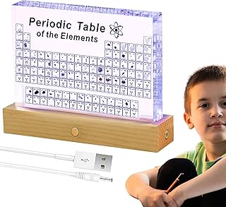 Tabela periódica com elementos reais dentro, ferramenta aprendizagem para prática ensino, fácil usar, exibição tabela periódica acrílico com elementos reais, presentes ensino, elementos químicos, decoração exibição