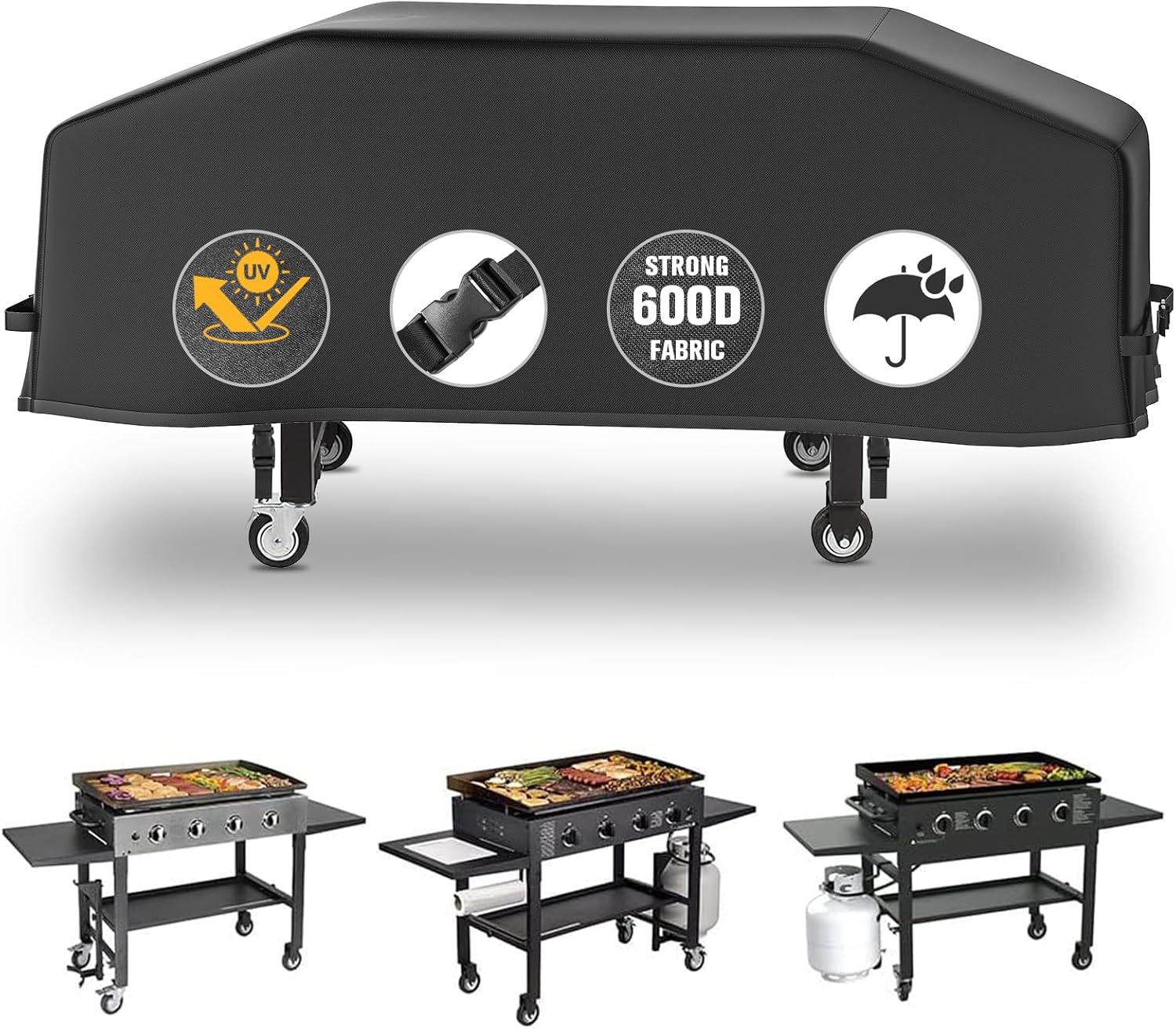 36" Whaleme Griddle Grill Cover, 1528 600D Heavy Duty Rip-Proof Materials Flat Top Grill Cover,Waterproof and Fade Resistant Grill Cover with Straps for Camp Chef and More 4-Burner Griddle