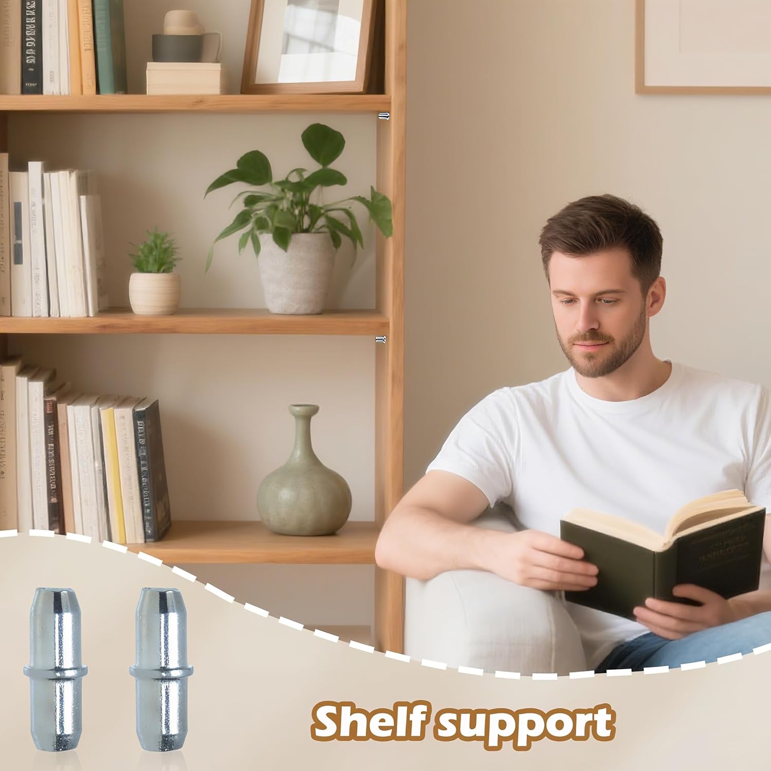Shelf Pins Shelf Support Pegs, 10 Pcs Shelf Supports Pins 5mm Studs Push in Stainless Steel Cupboard Shelf Pegs Kitchen Cupboard Shelf Supports for Shelves Cabinets Brackets Office Furniture Kitchen