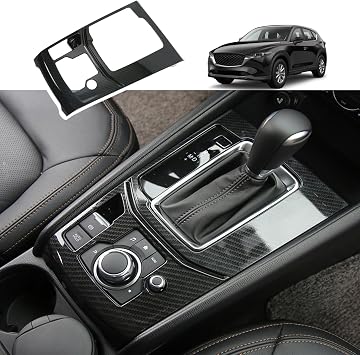 Car Gear Shift Frame Cover Trim Set Interior Decorative Protector for Mazda CX-5 2025 2024 2023 2022 2021 2020 2019 2018 2017 Accessories Car ABS Center Console Cover PanelCarbon Fiber Style