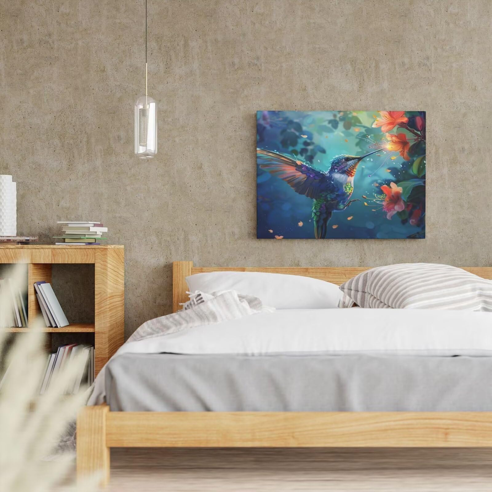 Kit per pittura con numeri per adulti, motivo: colibrì, pittura a fiori con numeri per principianti, pittura acrilica con numeri, kit per decorazione da parete, 105 x 80 cm, senza